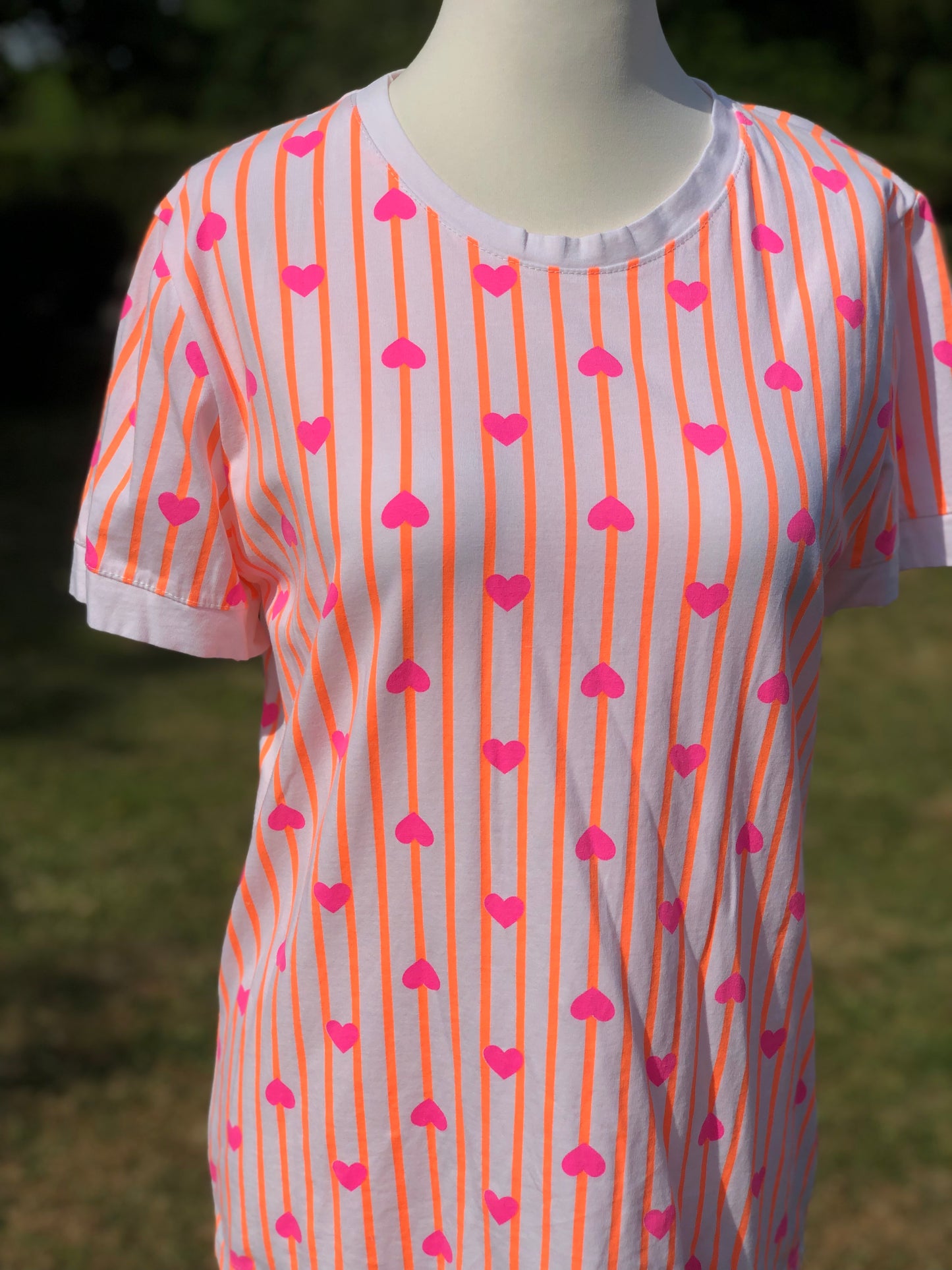 Heart T Shirt - Orange / Pink