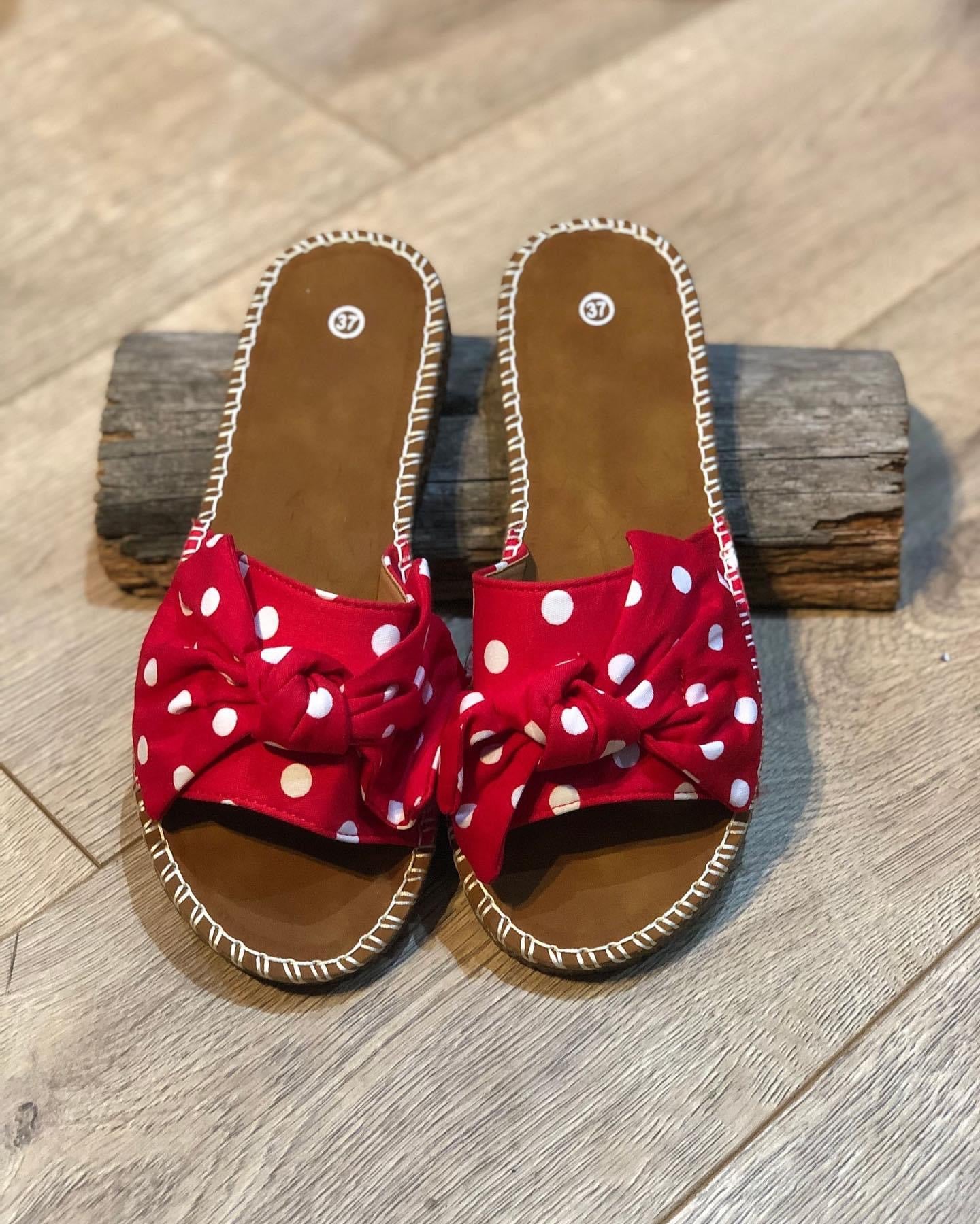 Red / White Polka Dot Sandals
