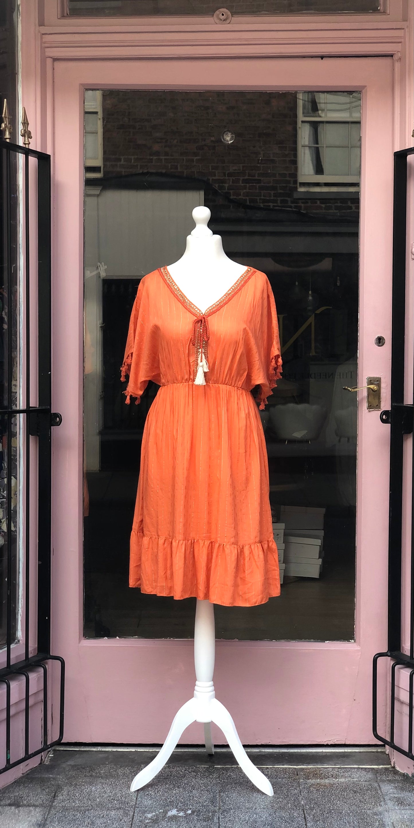 Tassel Midi Dress - Coral