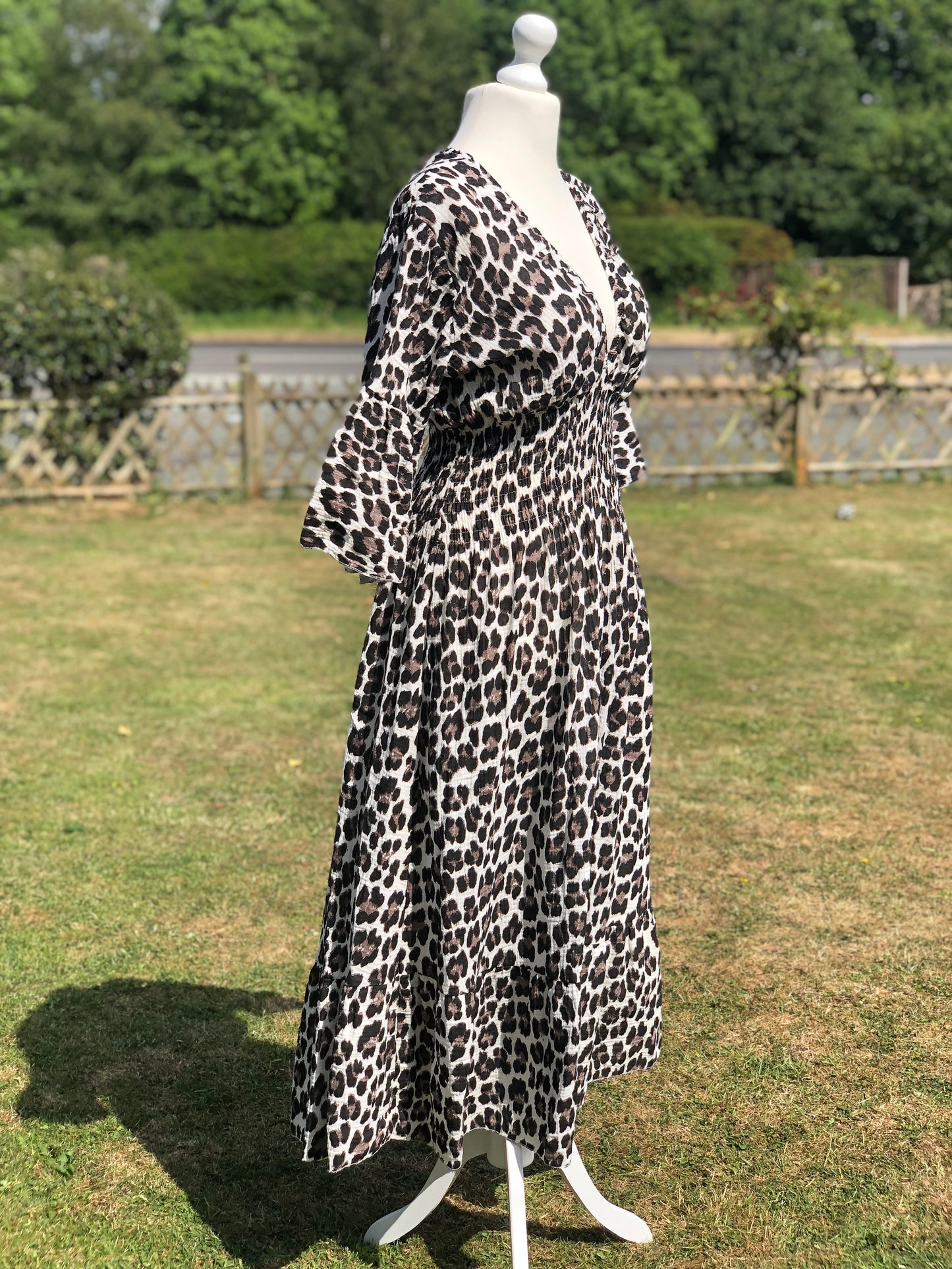 Animal Print Maxi Dress - Black / White
