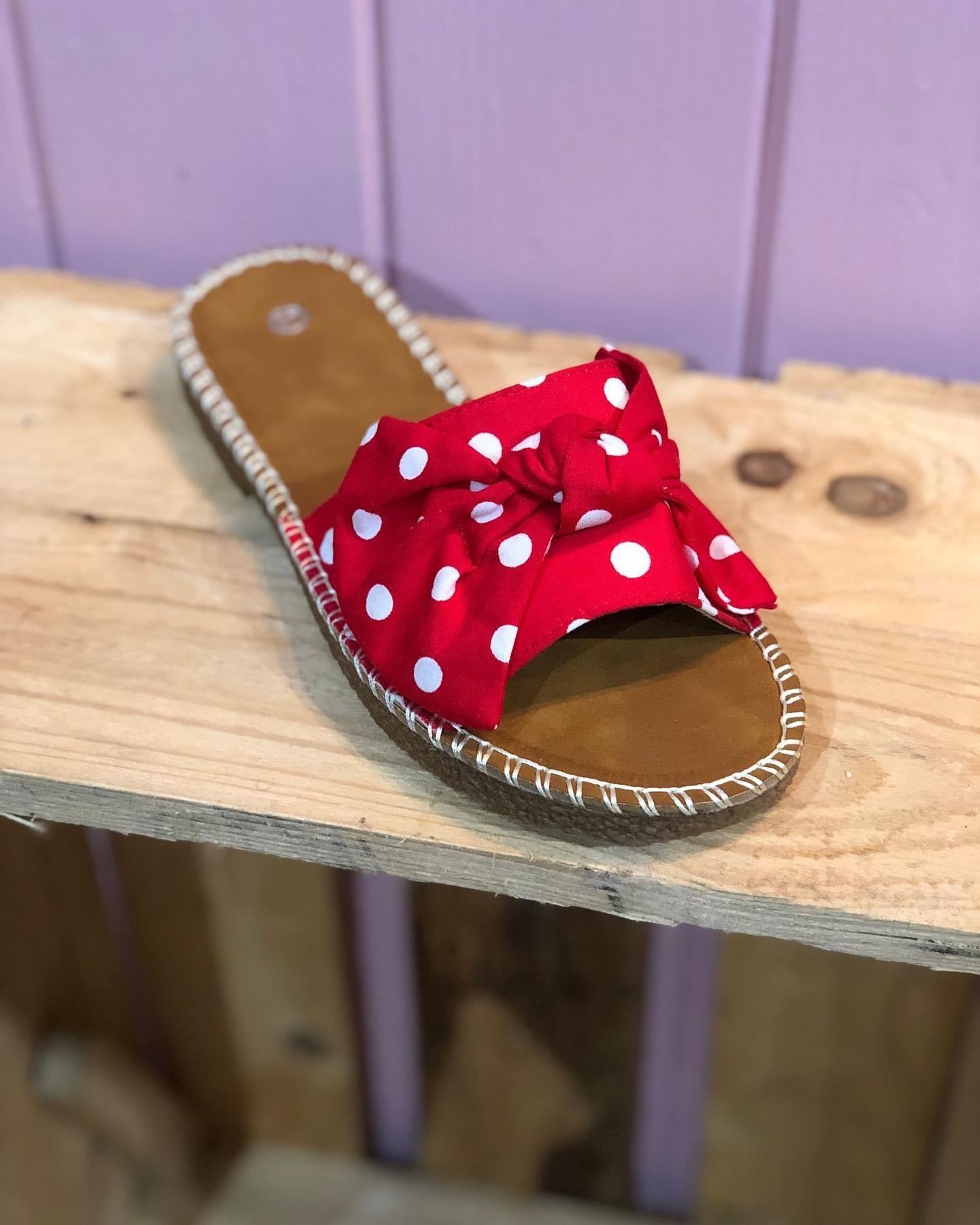 Red / White Polka Dot Sandals