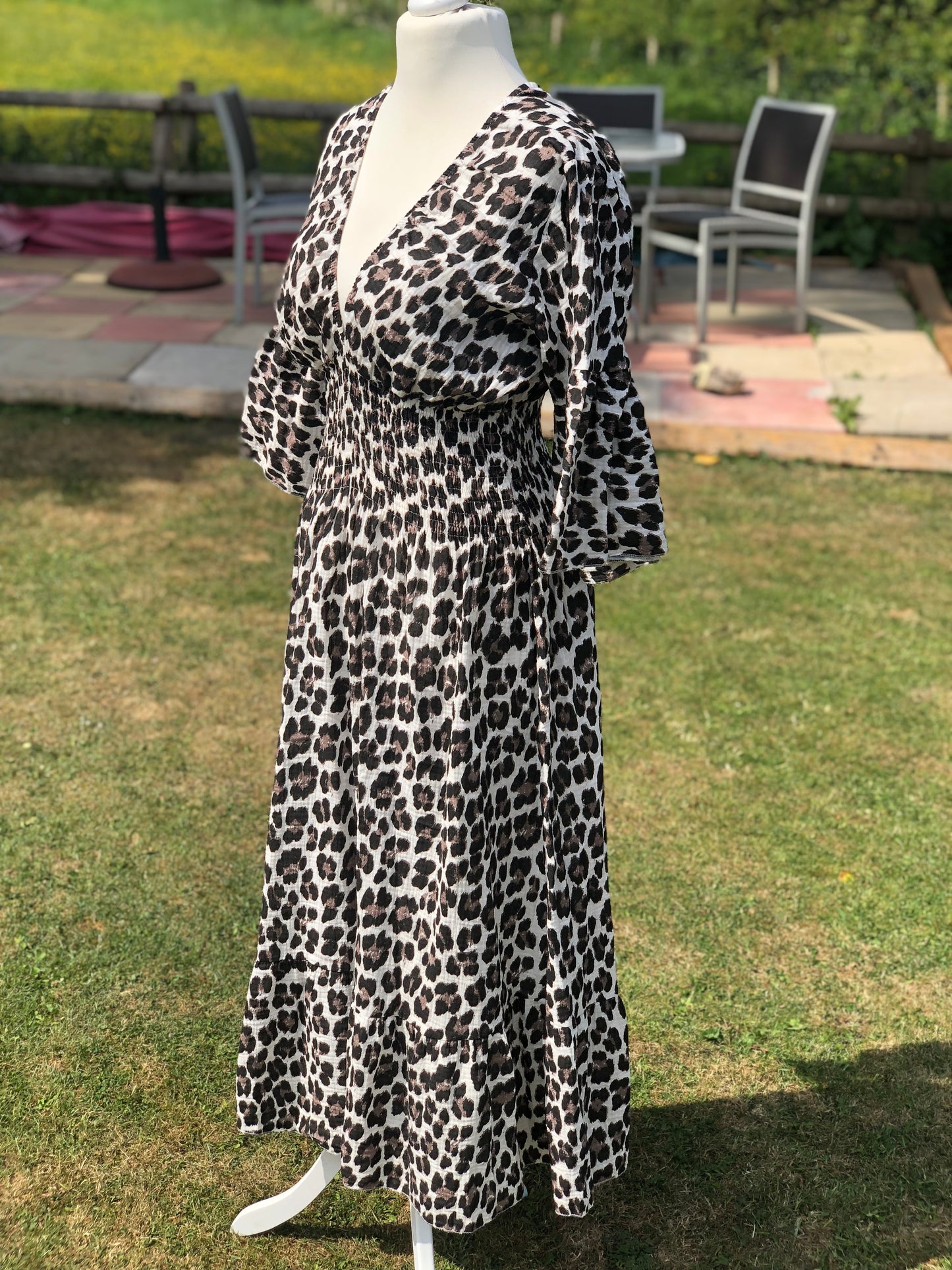 Animal Print Maxi Dress - Black / White