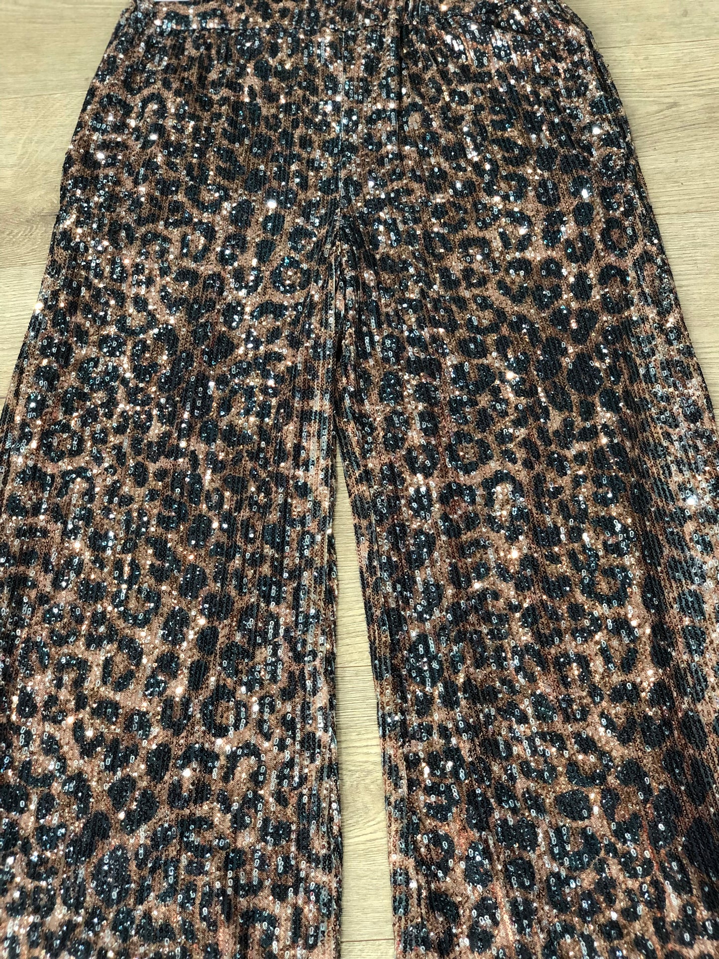 Animal Print Wide Leg Sparkle Trousers