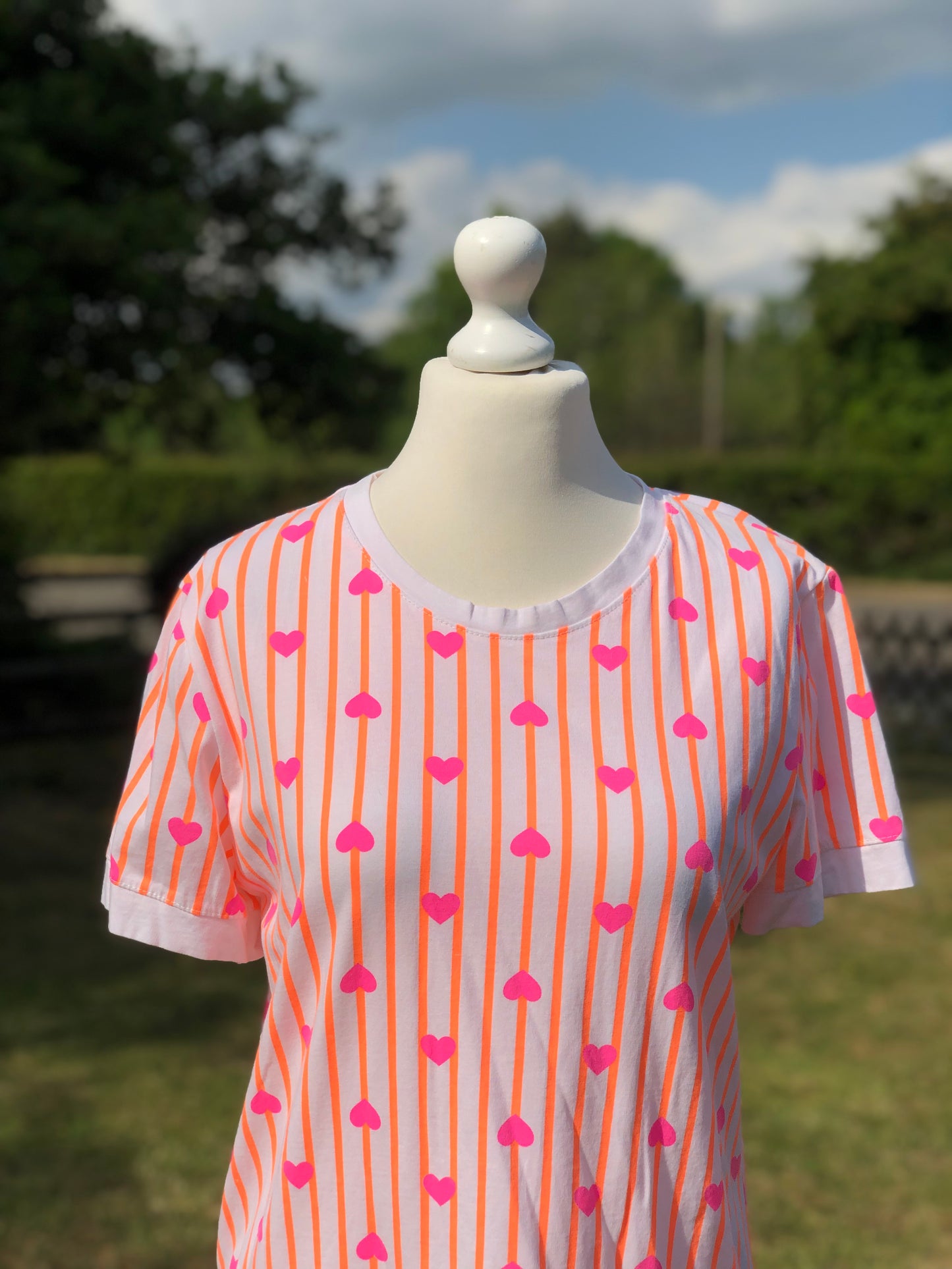 Heart T Shirt - Orange / Pink