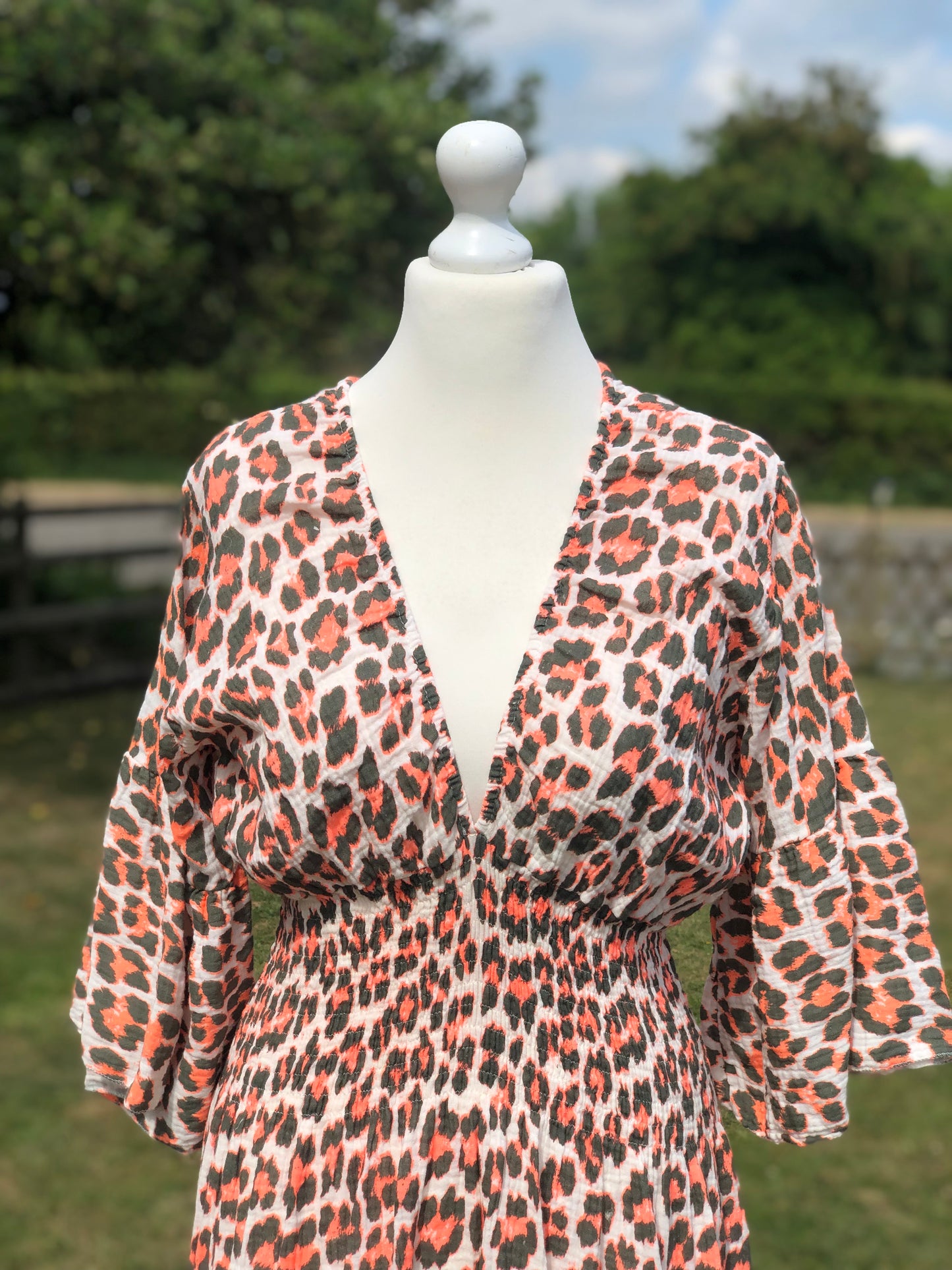 Animal Print Maxi Dress - Brown / Orange
