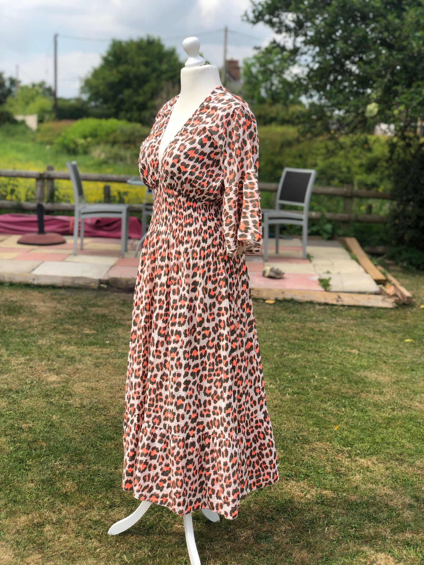 Animal Print Maxi Dress - Brown / Orange