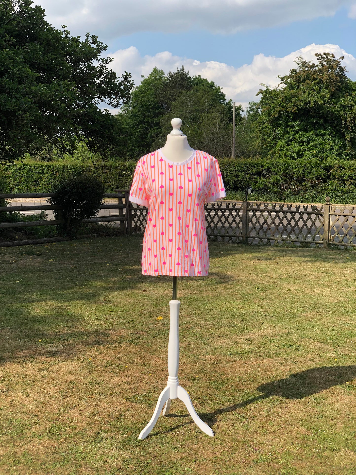 Heart T Shirt - Orange / Pink