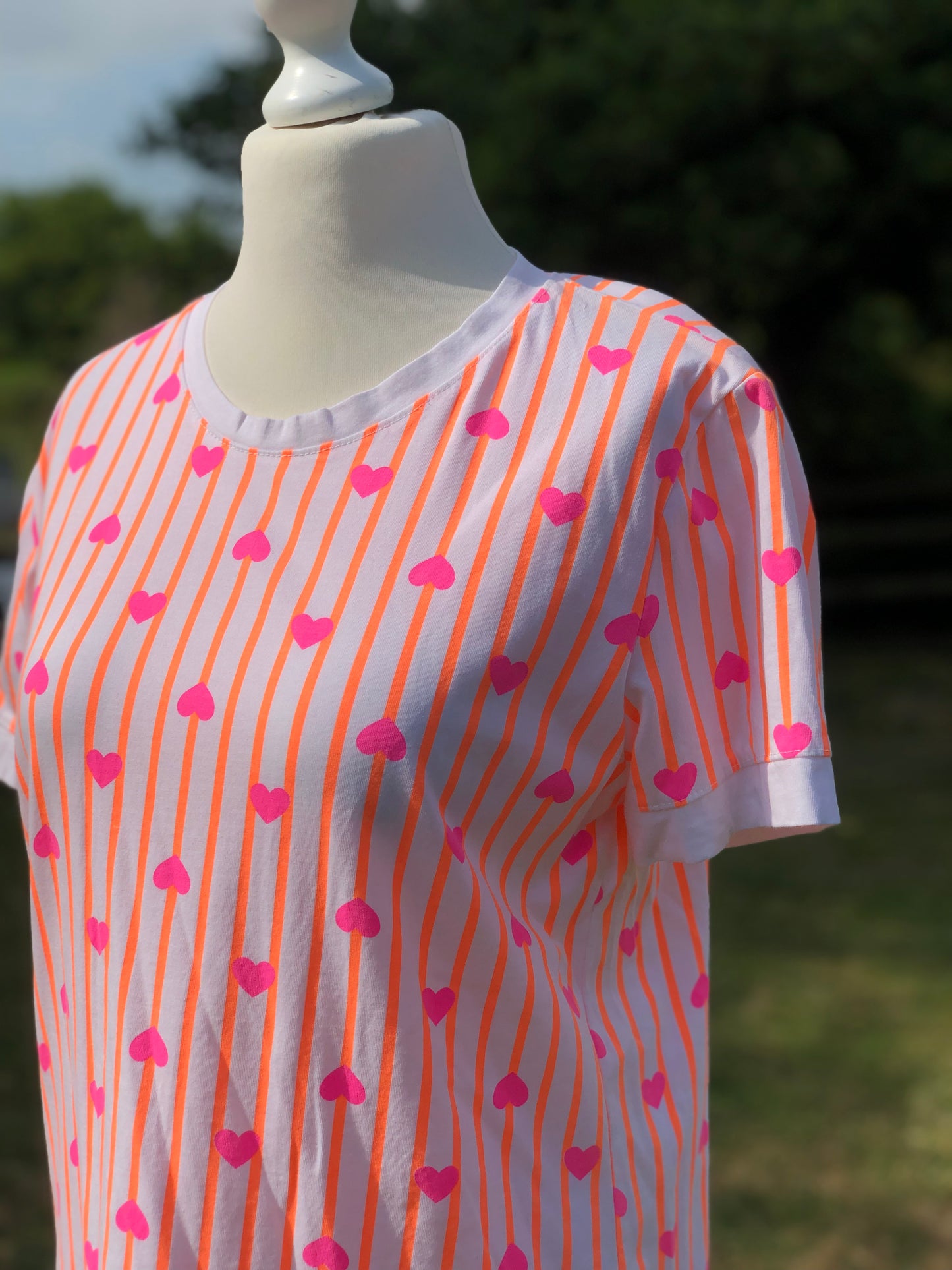 Heart T Shirt - Orange / Pink