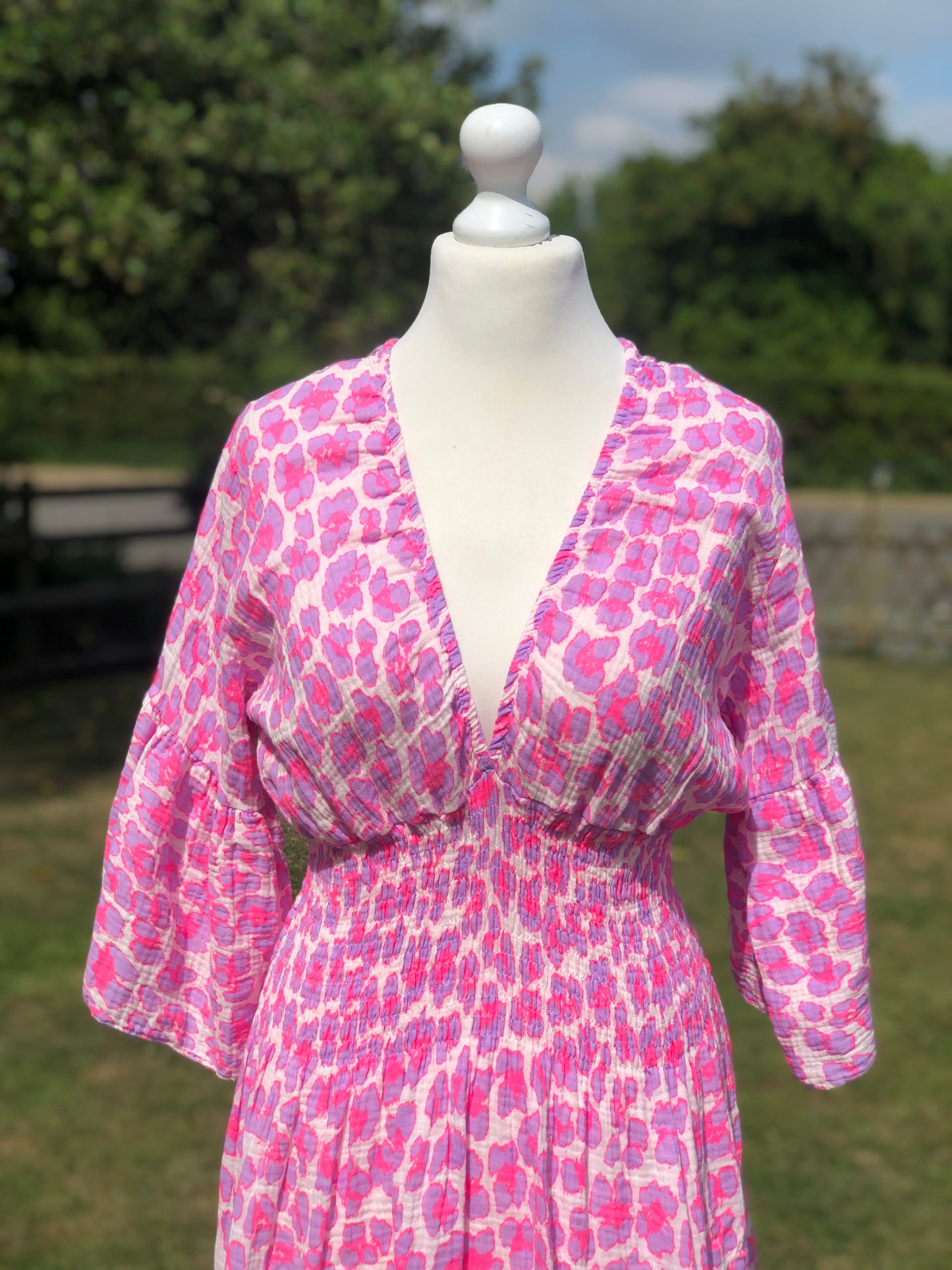 Animal Print Maxi Dress - Pink / Purple