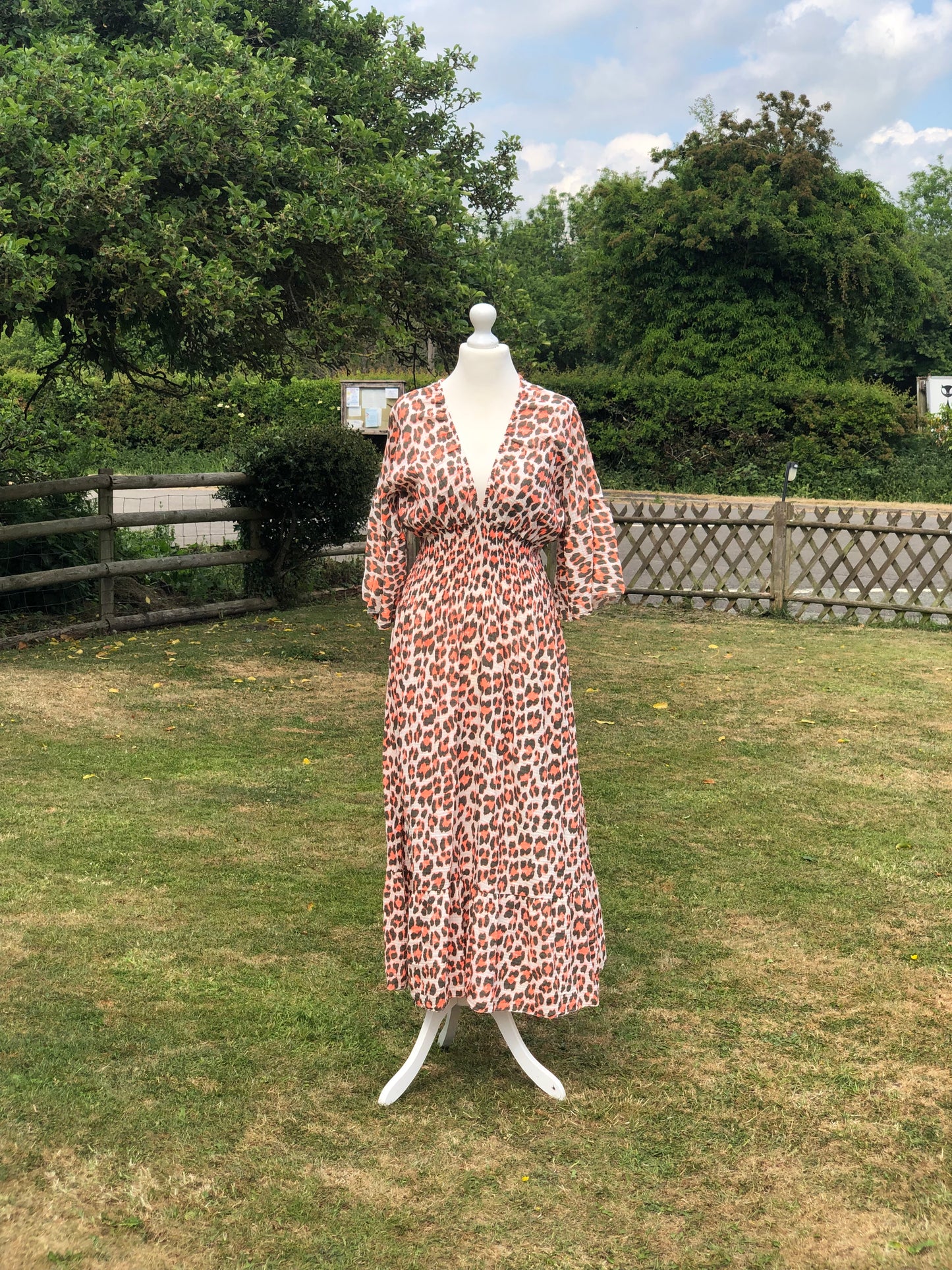 Animal Print Maxi Dress - Brown / Orange