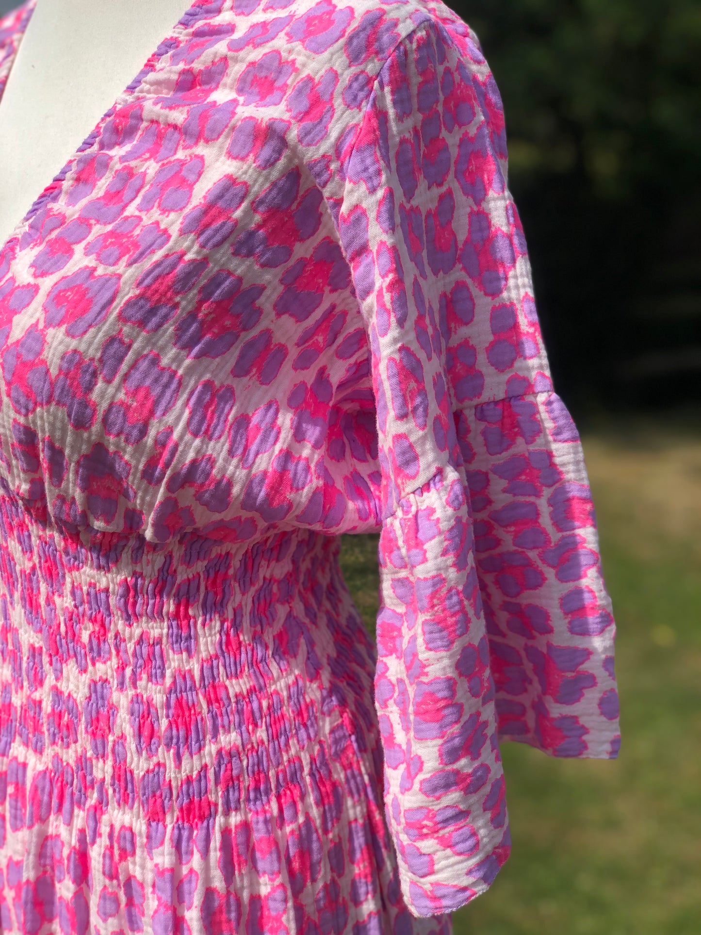 Animal Print Maxi Dress - Pink / Purple