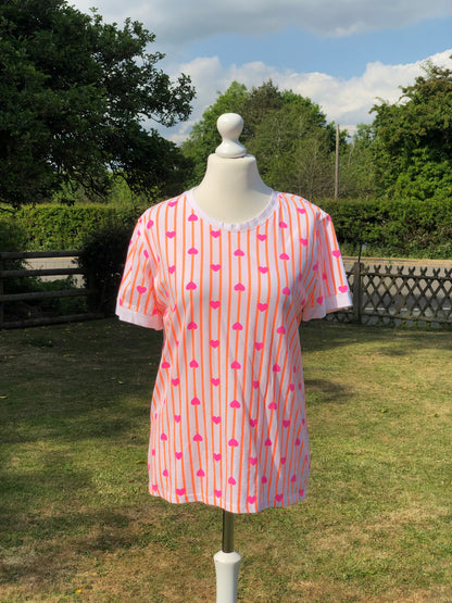 Heart T Shirt - Orange / Pink