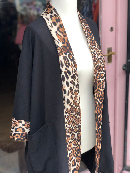 Animal Print Trim Jacket