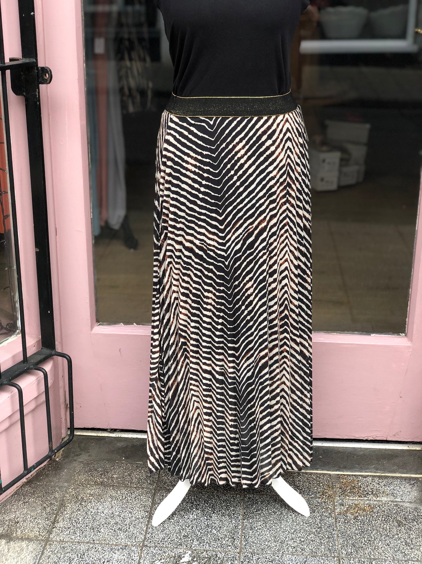Zebra Stripe Maxi Skirt