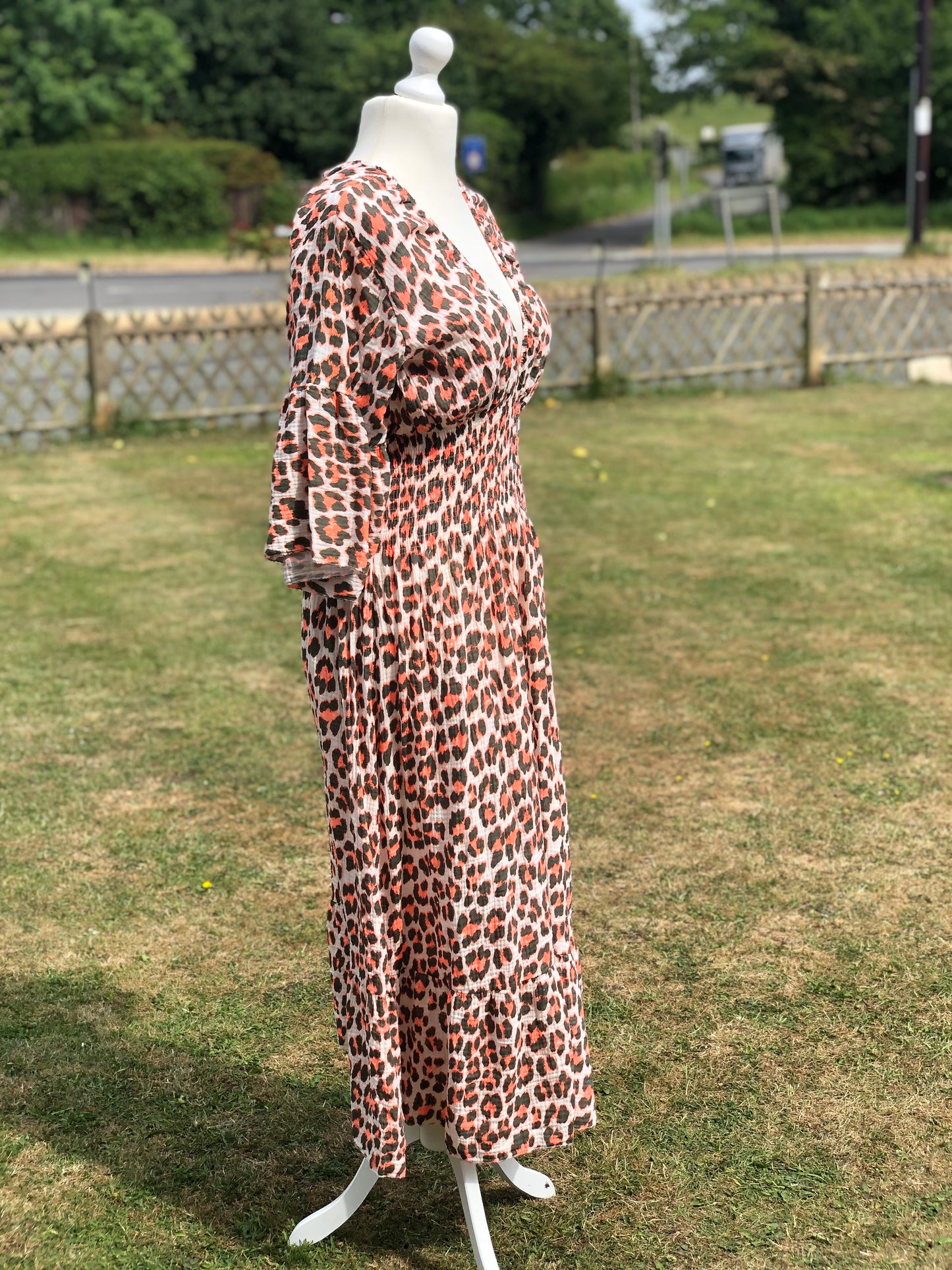 Animal Print Maxi Dress - Brown / Orange