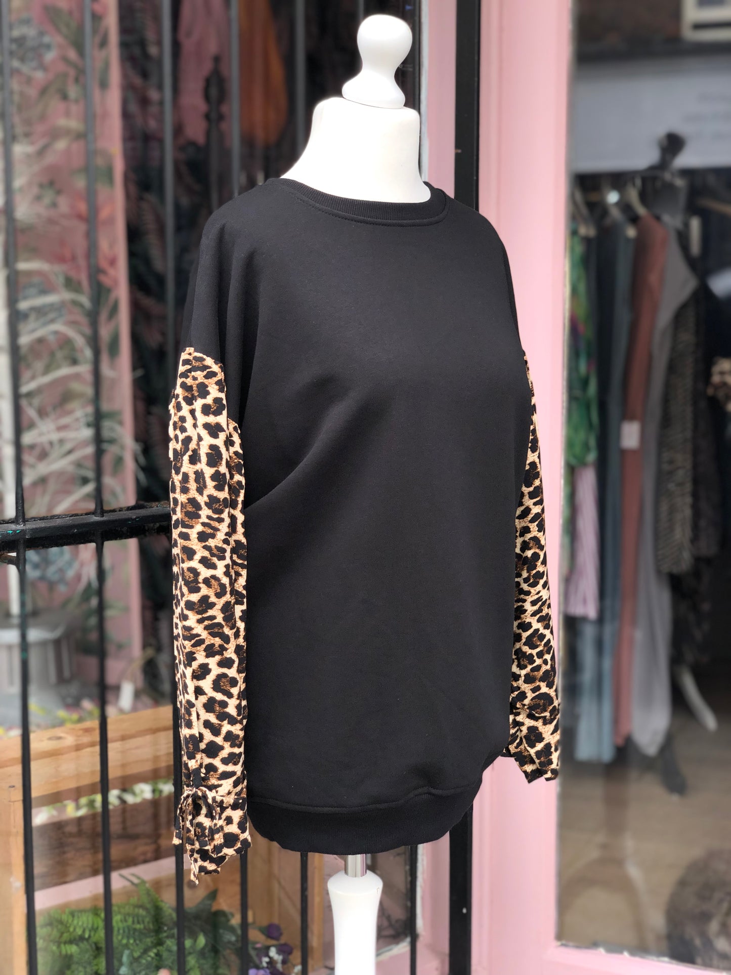 Animal Print Sleeve Sweater