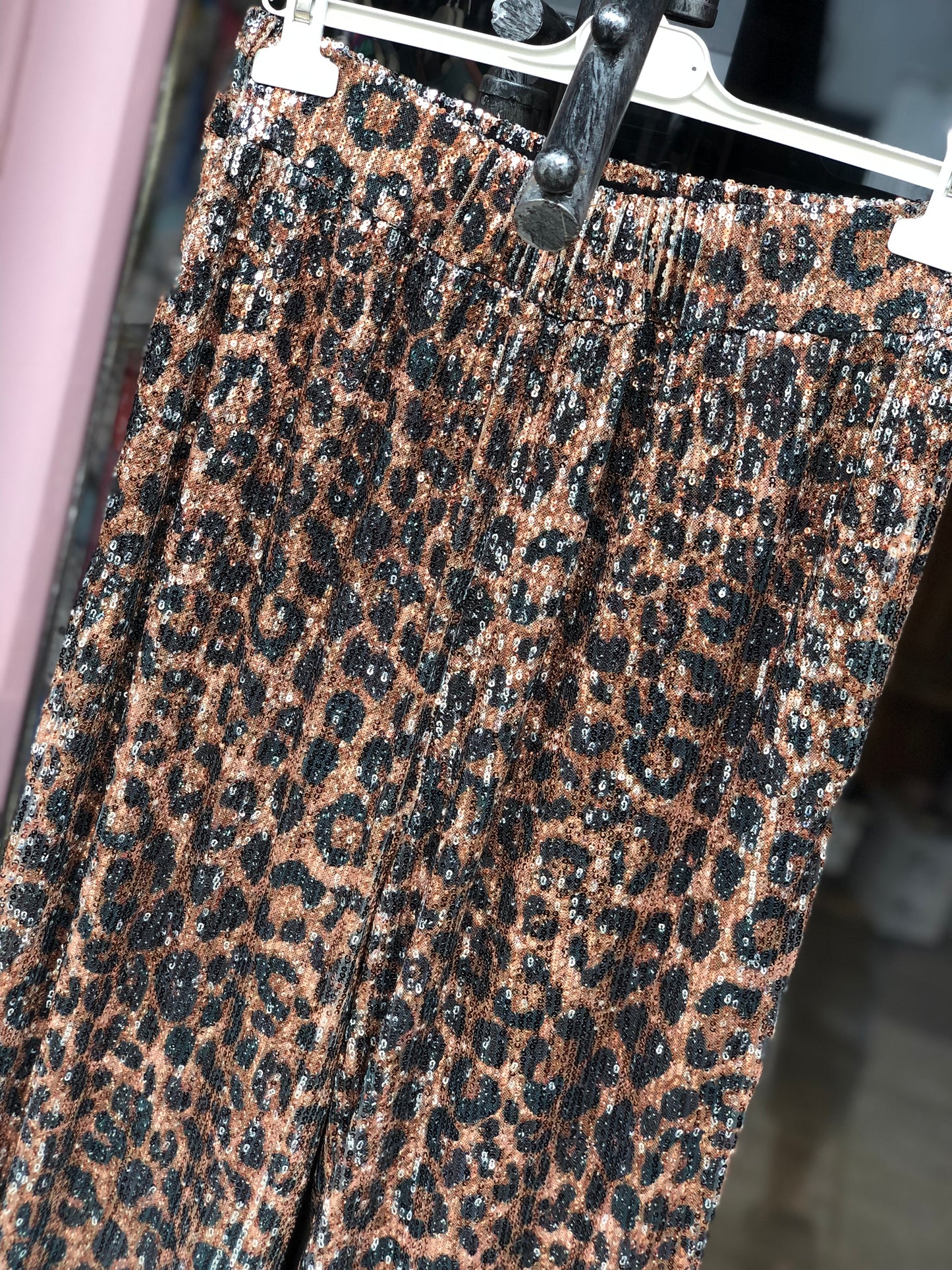 Animal Print Wide Leg Sparkle Trousers