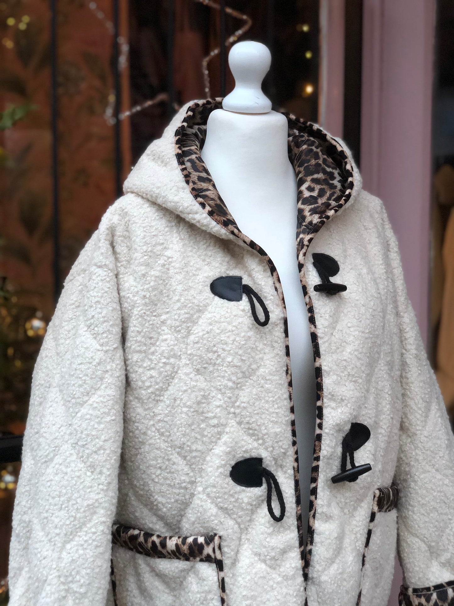 Cream TeddyBear Jacket With Animal Print