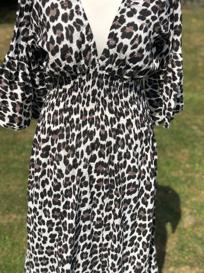 Animal Print Maxi Dress - Black / White