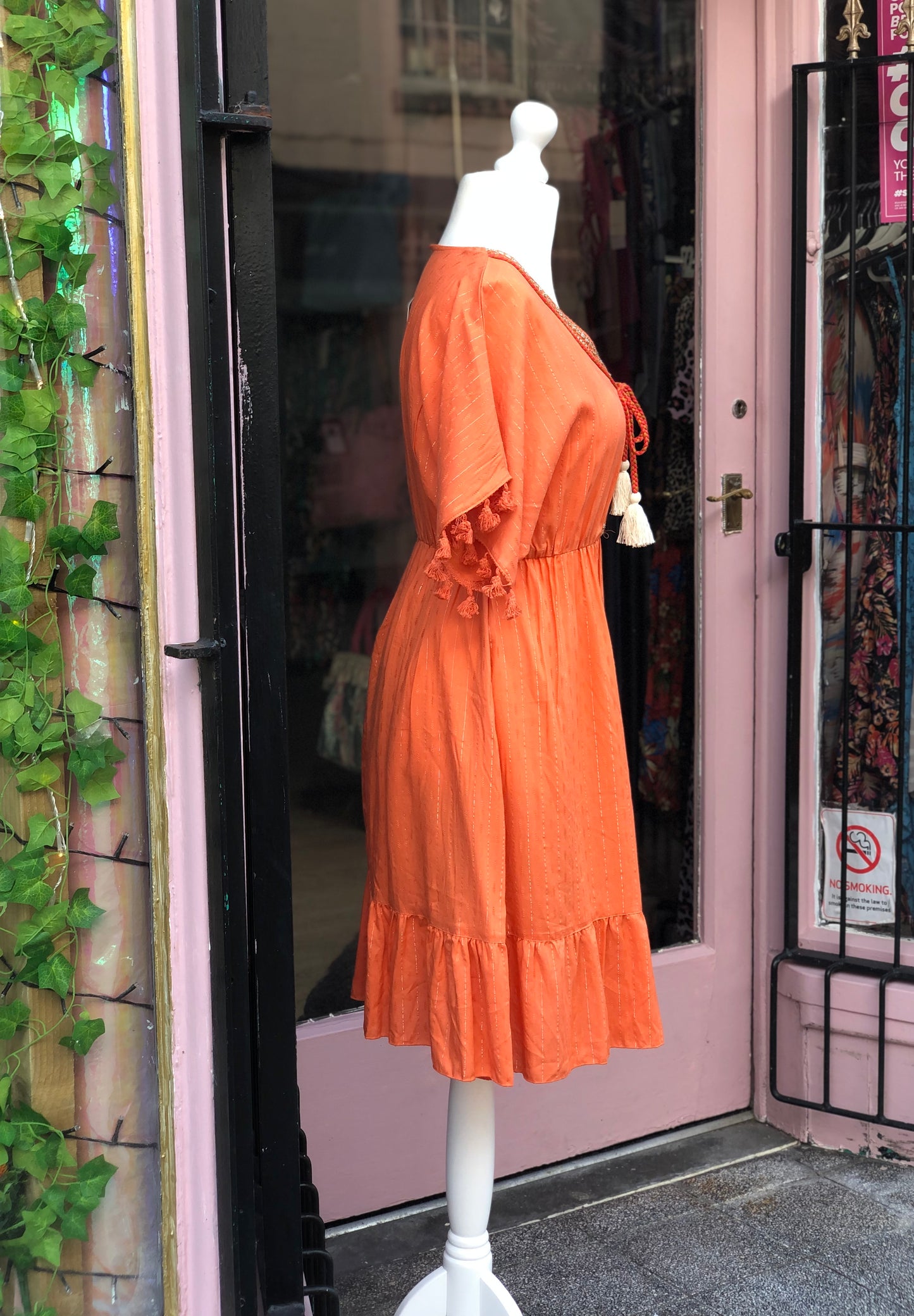 Tassel Midi Dress - Coral