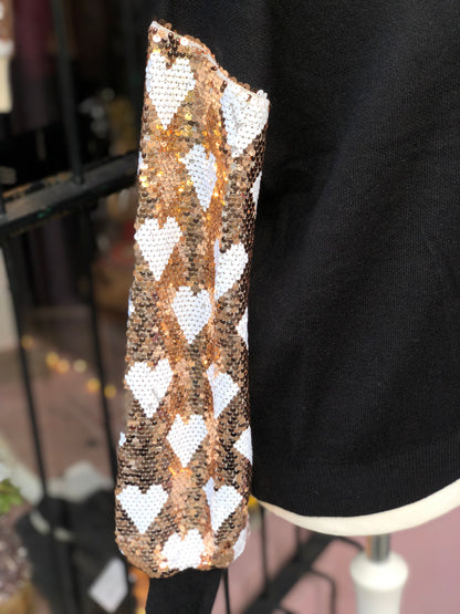 Sequin Sleeve Jumper - Black