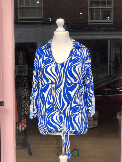 Swirl Print Tie Top