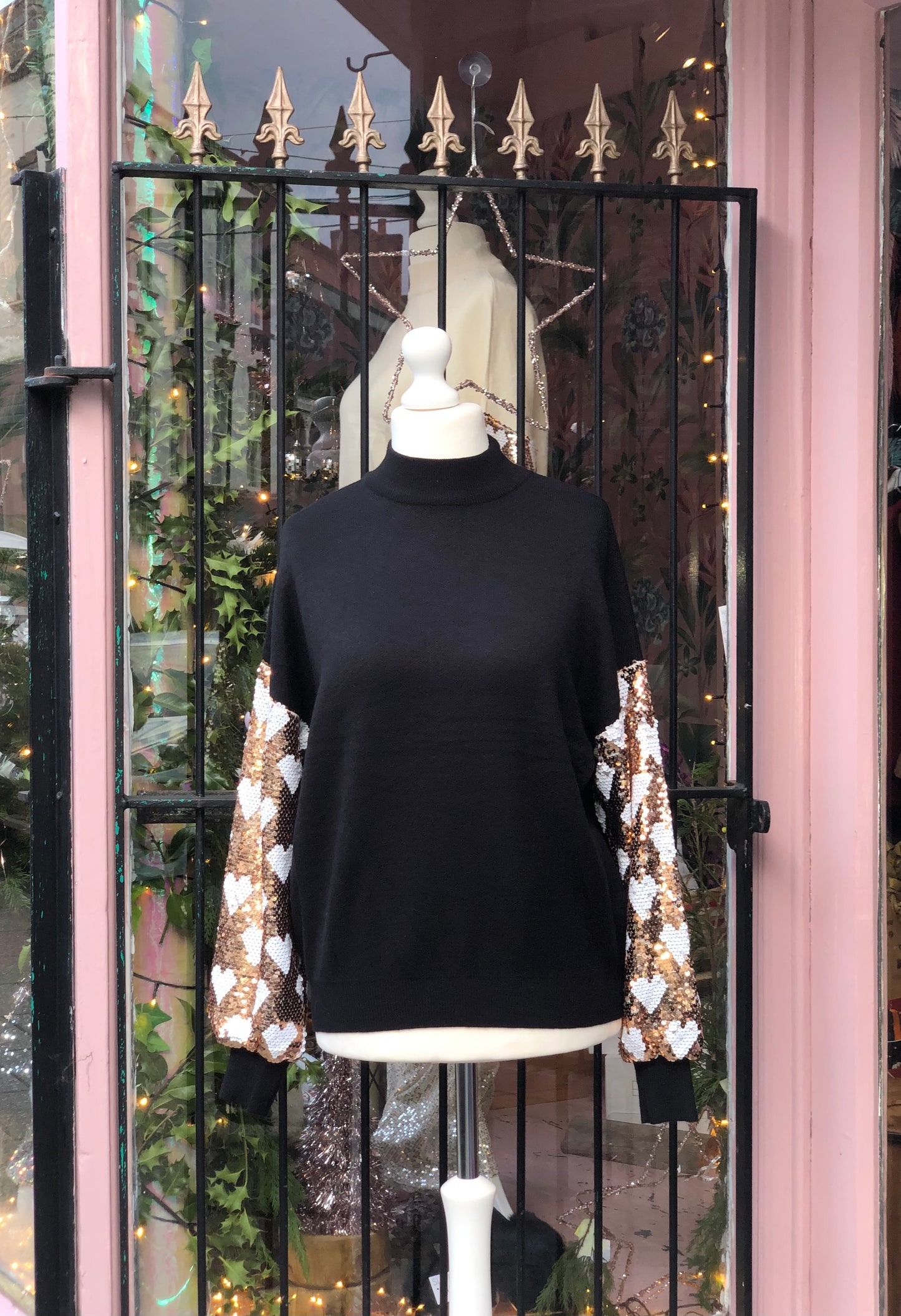 Sequin Sleeve Jumper - Black