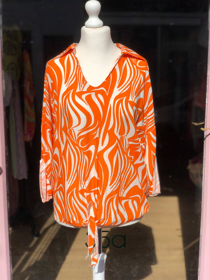 Swirl Print Tie Top