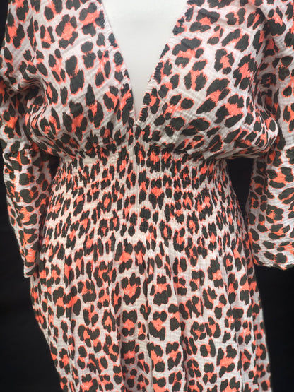 Animal Print Maxi Dress - Brown / Orange