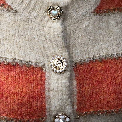 Stripe Knit Jumper With Decorative Buttons