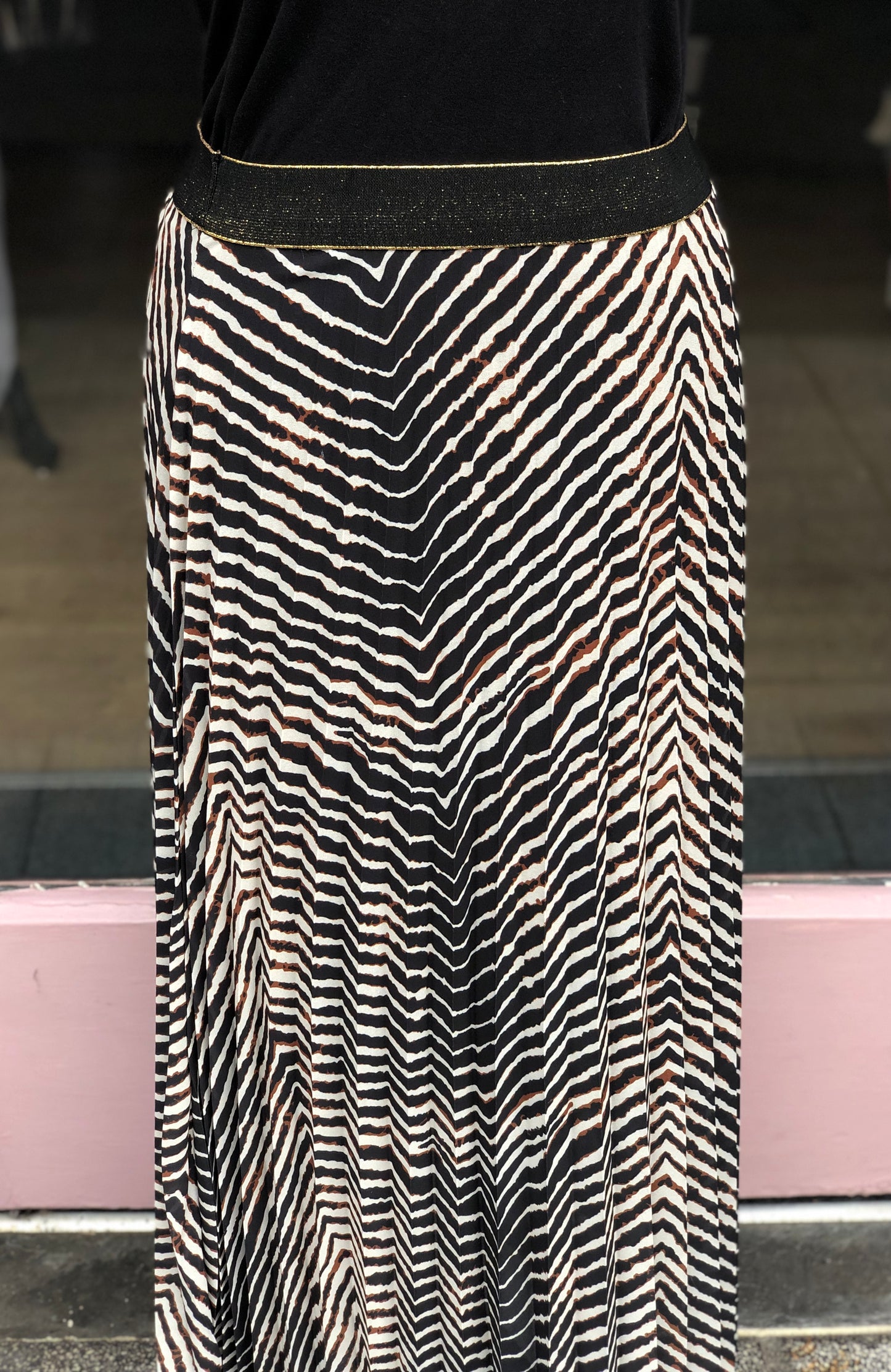 Zebra Stripe Maxi Skirt