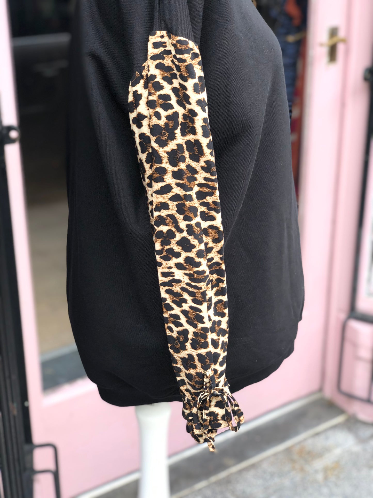 Animal Print Sleeve Sweater