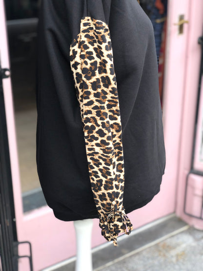 Animal Print Sleeve Sweater