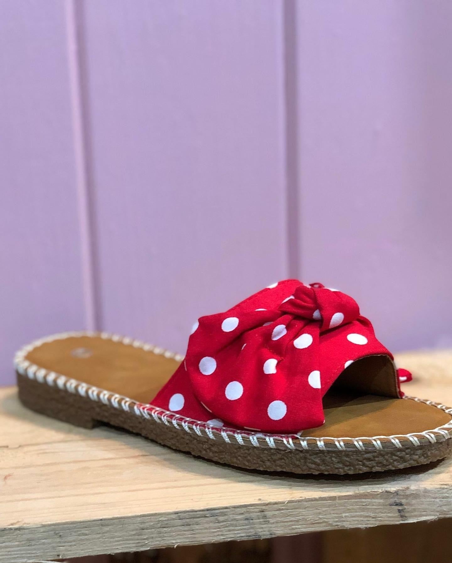 Red / White Polka Dot Sandals