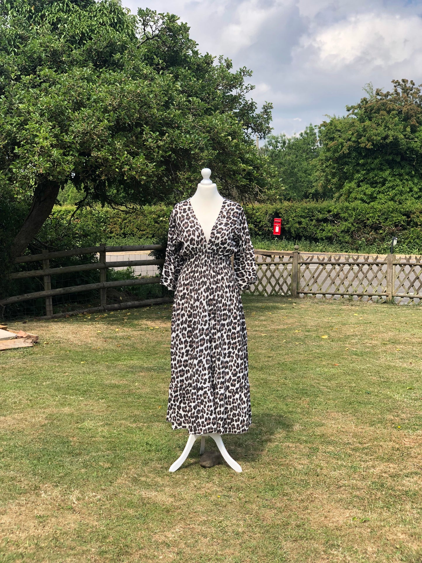 Animal Print Maxi Dress - Black / White