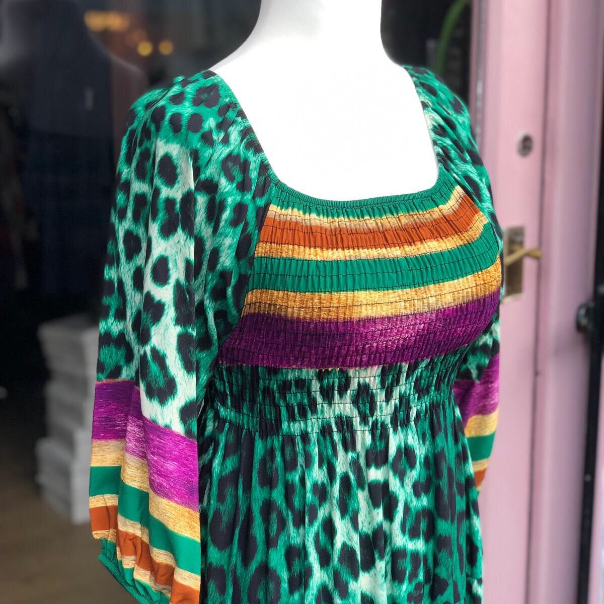 Neon Animal Print Maxi Dress