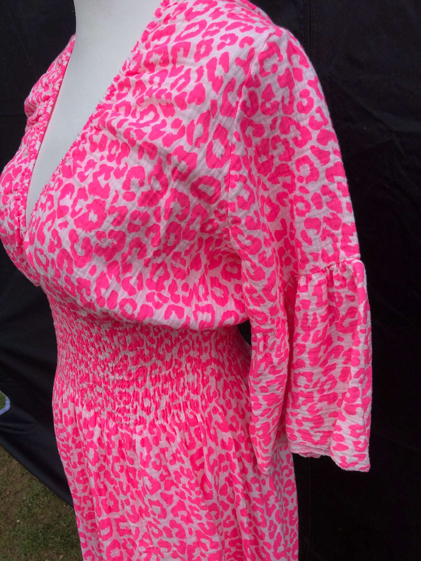 Animal Print Maxi Dress - Neon Pink