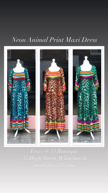 Neon Animal Print Maxi Dress