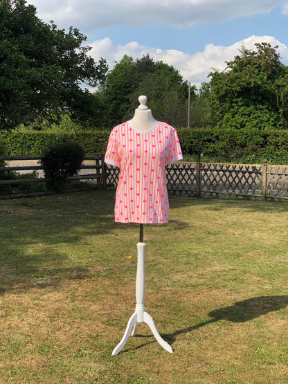 Heart T Shirt - Orange / Pink