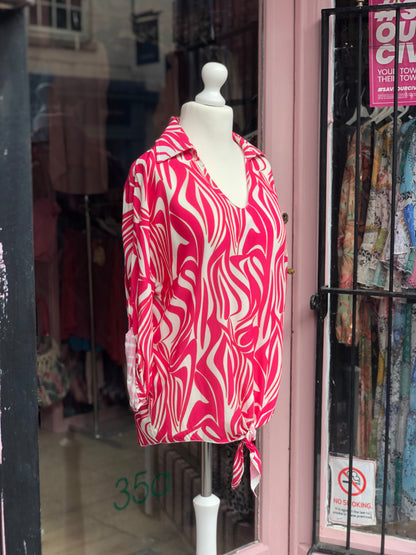 Swirl Print Tie Top