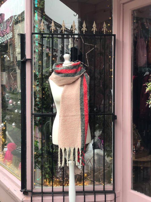 Pink Stripe Blanket Scarf
