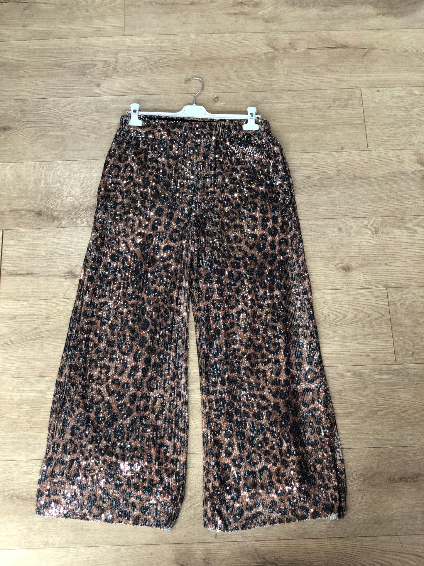 Animal Print Wide Leg Sparkle Trousers