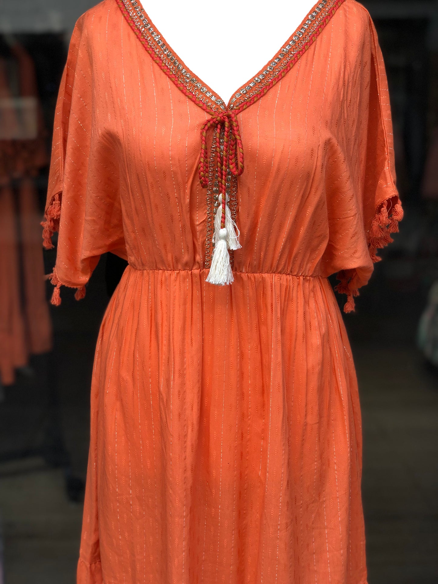 Tassel Midi Dress - Coral