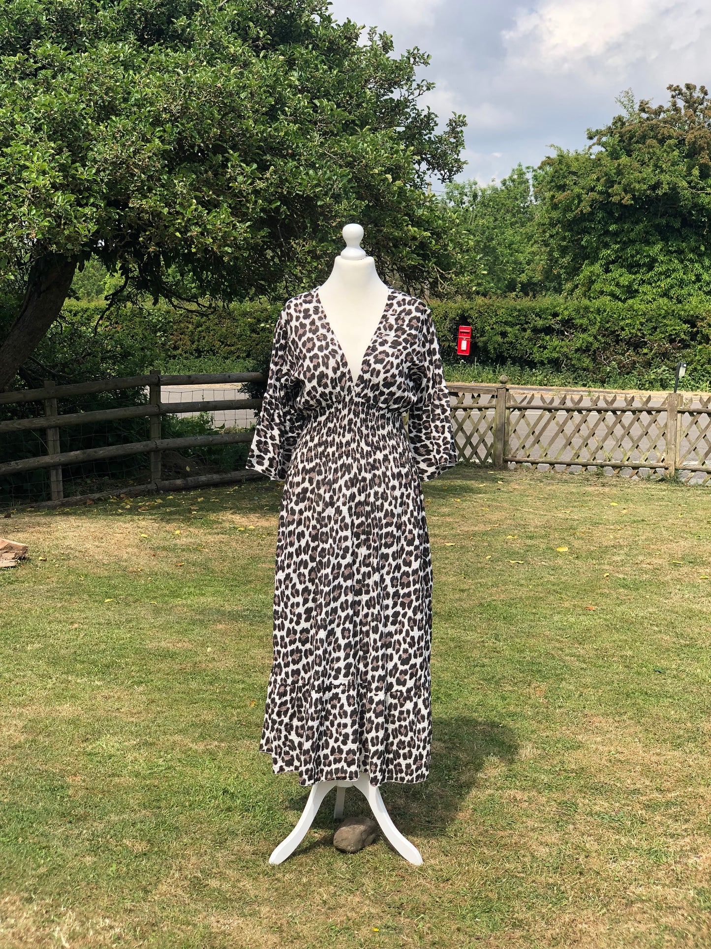 Animal Print Maxi Dress - Black / White