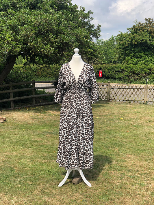 Animal Print Maxi Dress - Black / White