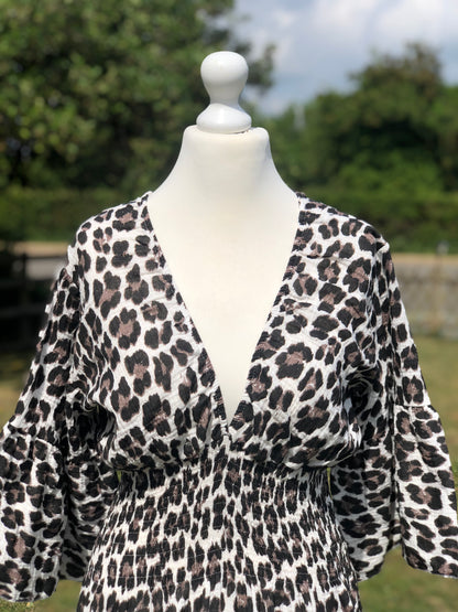 Animal Print Maxi Dress - Black / White
