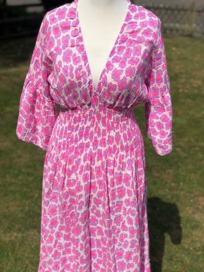 Animal Print Maxi Dress - Pink / Purple