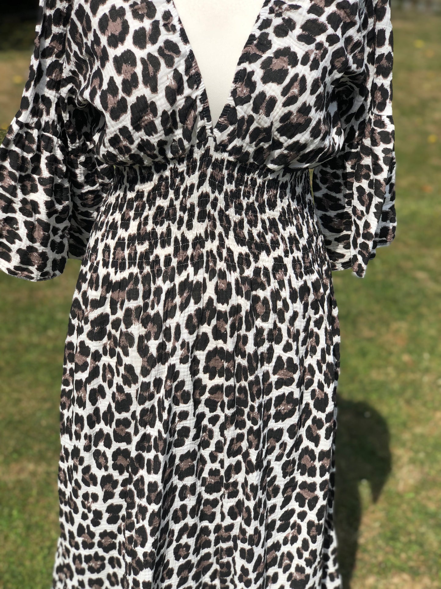 Animal Print Maxi Dress - Black / White