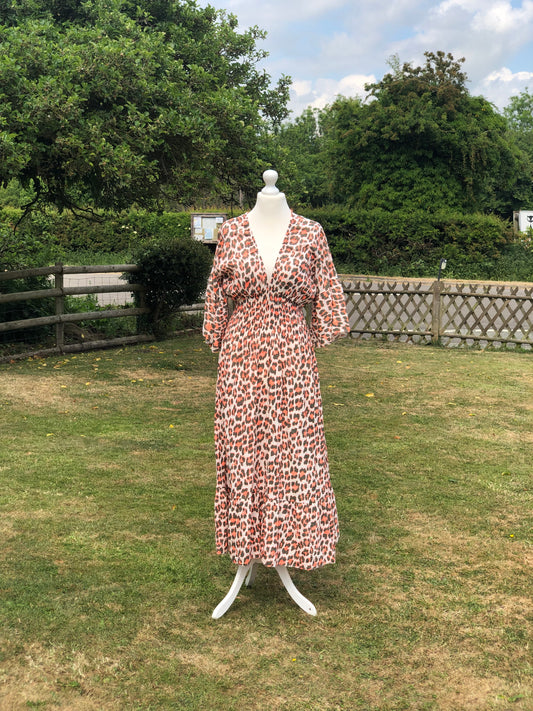Animal Print Maxi Dress - Brown / Orange
