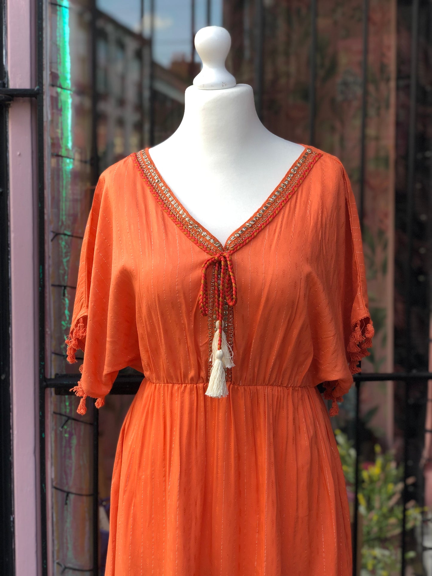 Tassel Midi Dress - Coral